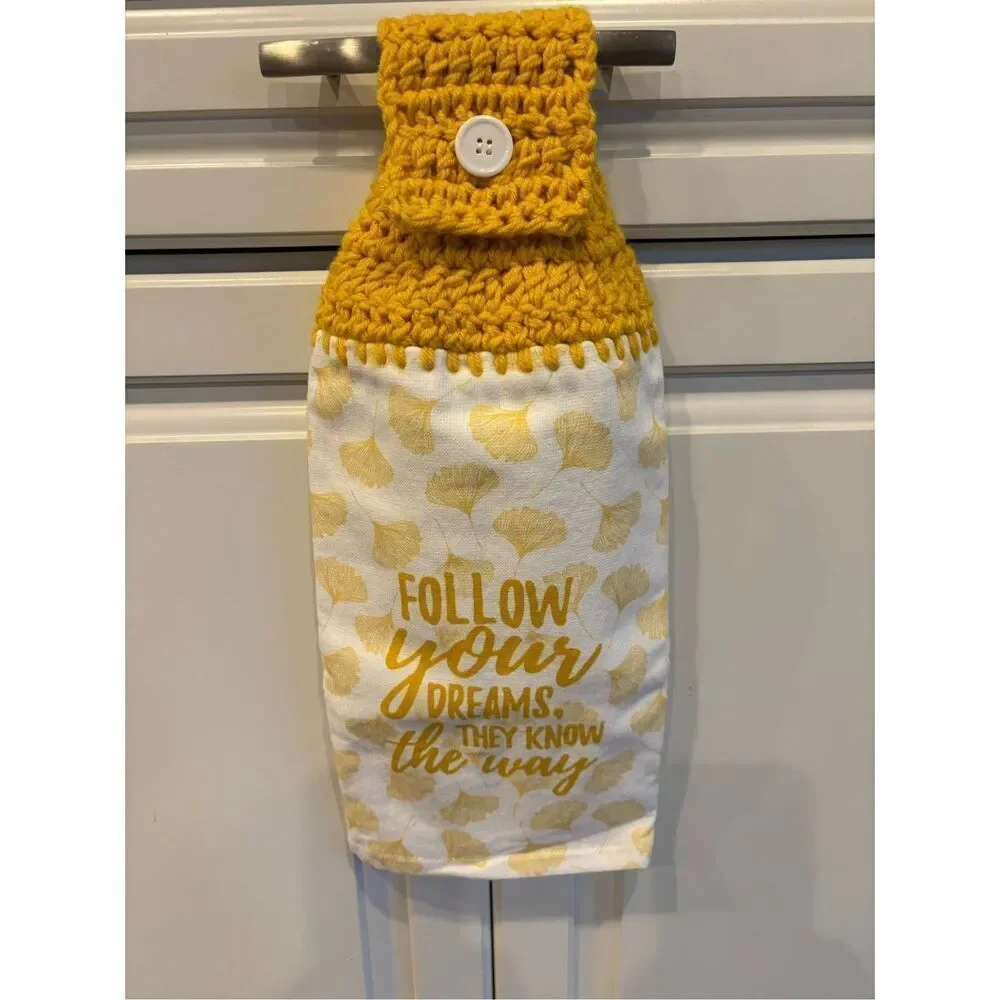 Crochet Top Kitchen Towel- Follow your dream